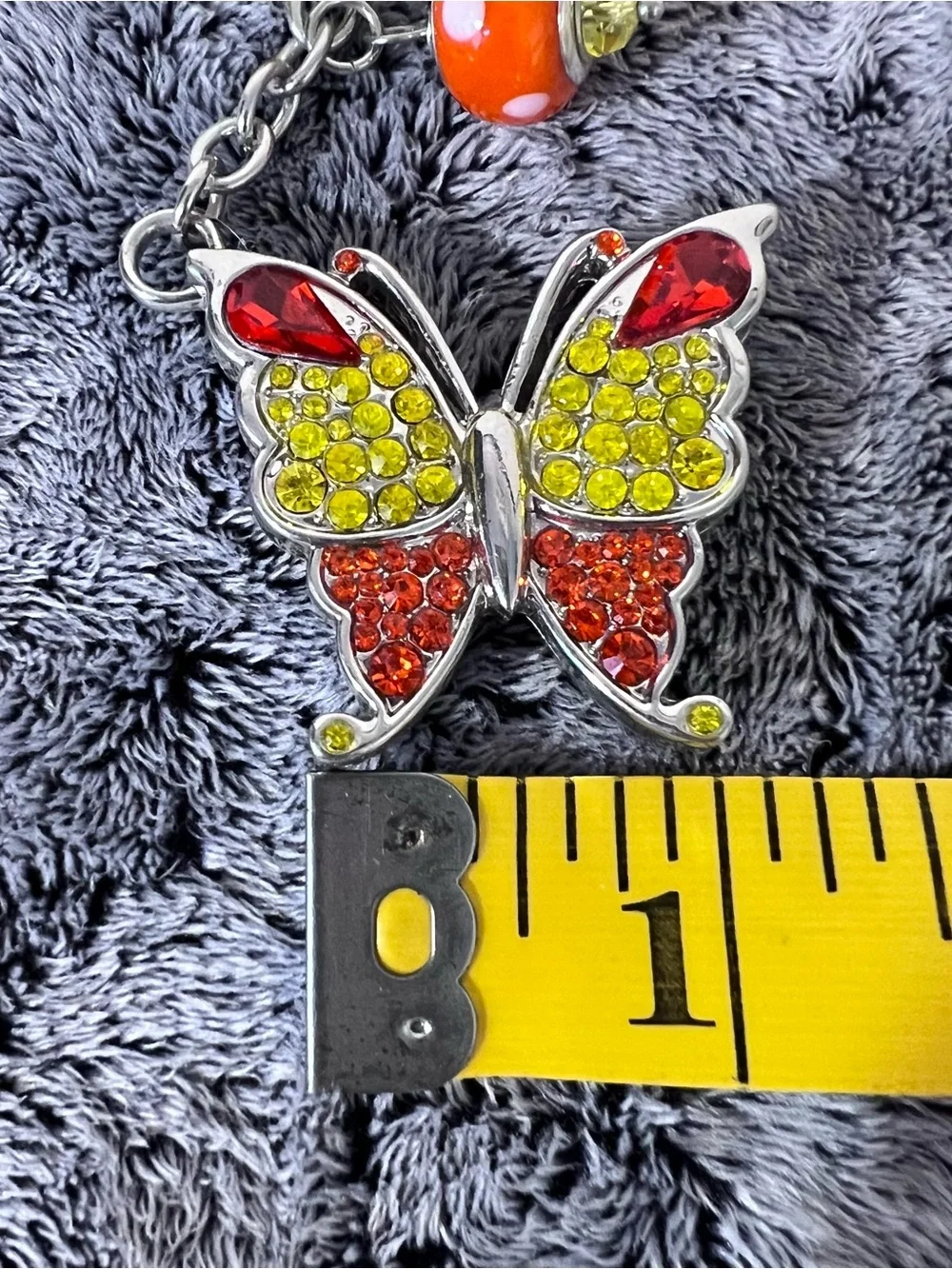 Willabee & Ward June Rhinestone Butterfly Keychain Bag Charm Danbury Mint